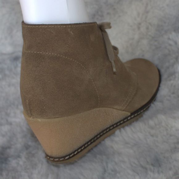J Crew MacAlister Leather Wedge Women's Ankle Boots | Tan | Size 7 | Tie Close - Picture 9 of 13